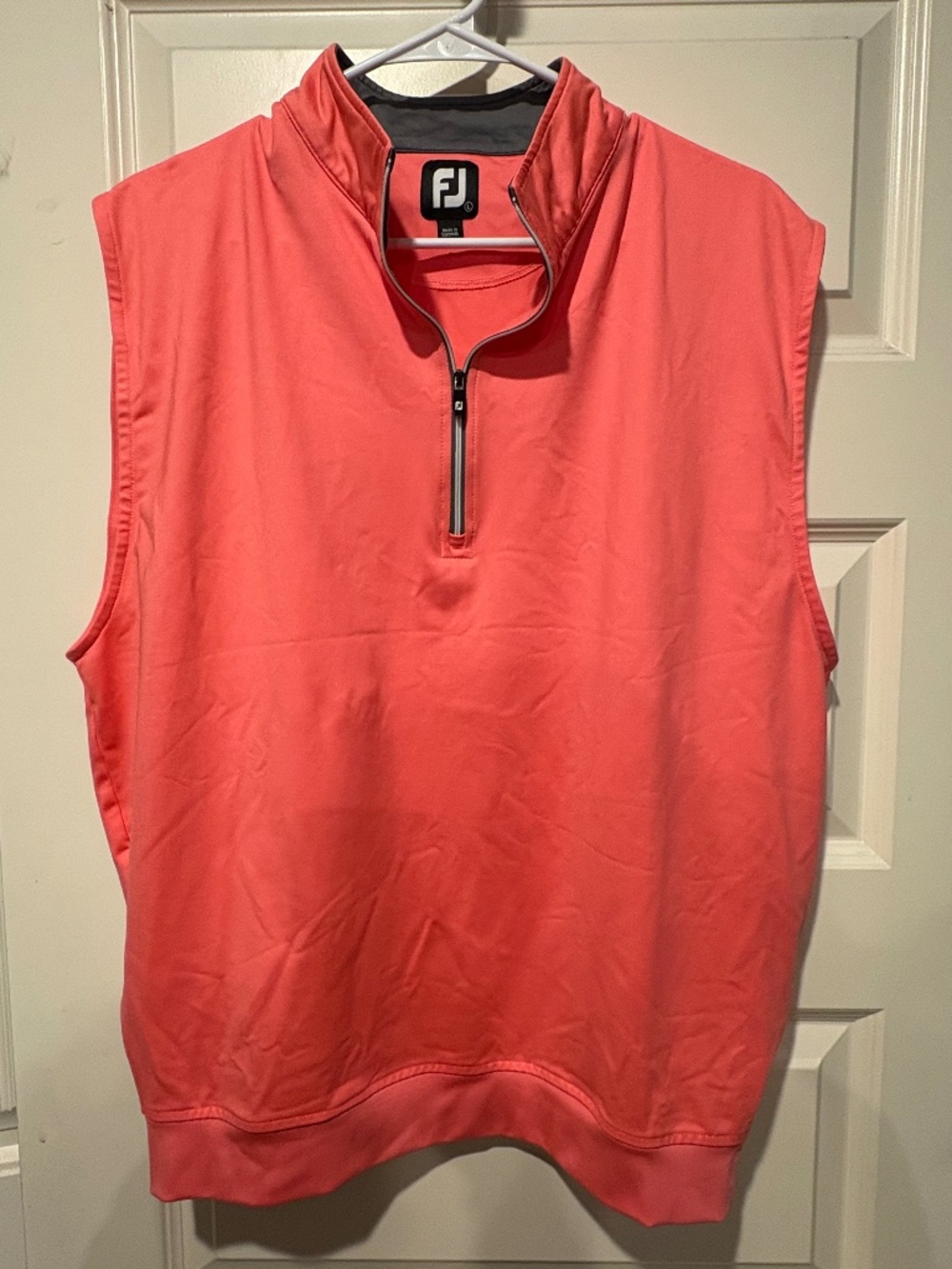 FootJoy Men's Approach 1/4 Quarter Zip Golf Vest Pullover Coral Pink Large L